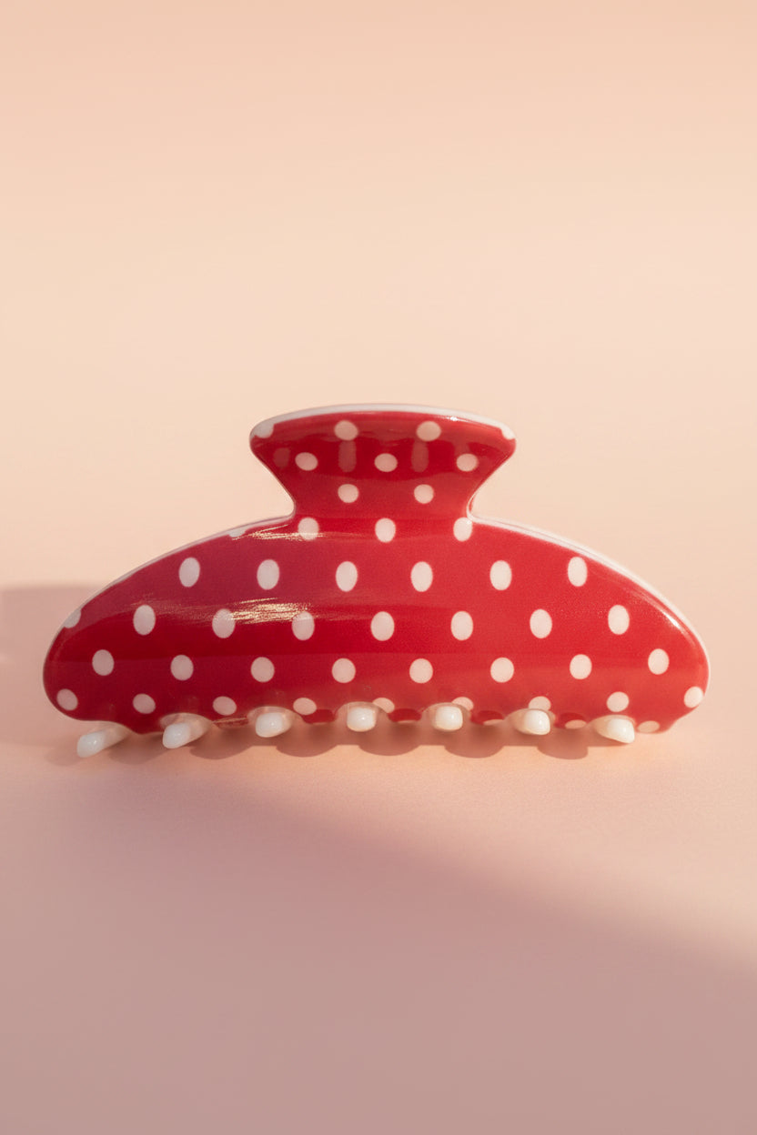 Polka Dot Hair Claw Clip Red/White