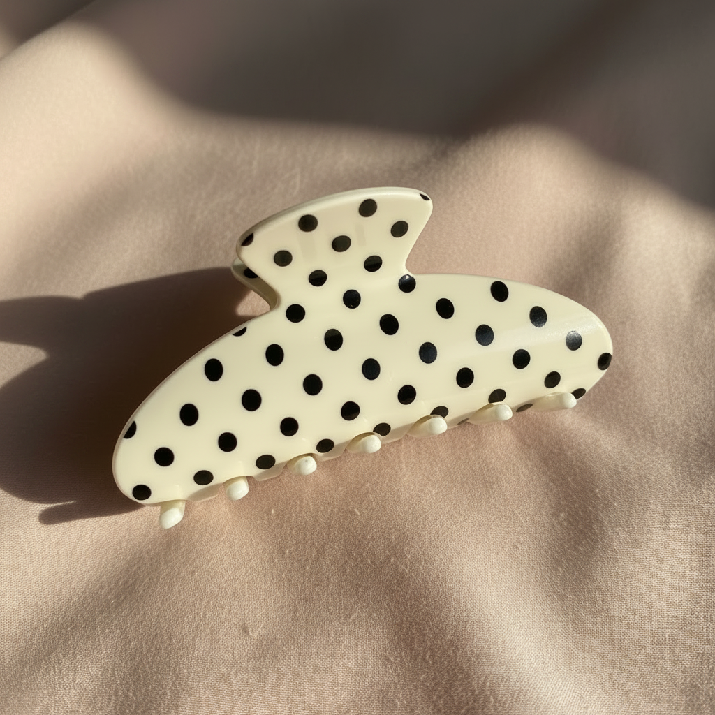 Polka Dot Hair Claw Clip Black/White