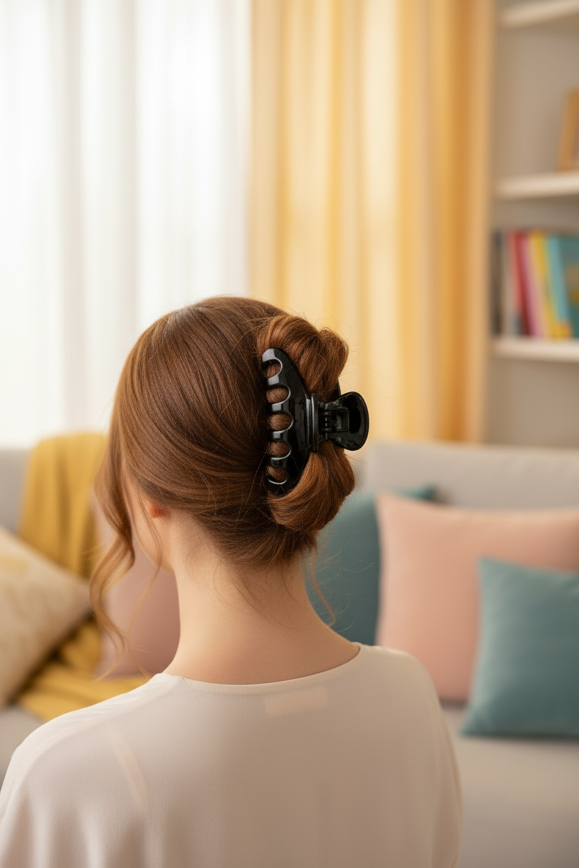 Brown and Polka Dot Hair Claw Clip