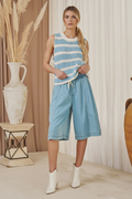 Crochet Striped Sleeveless Knit Top
