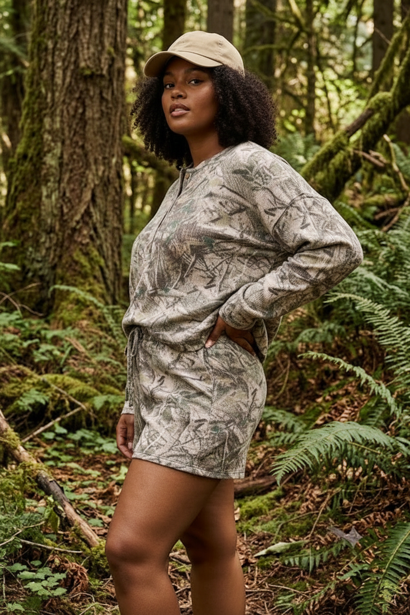 Hunting Camo Lounge Short Set - Plus