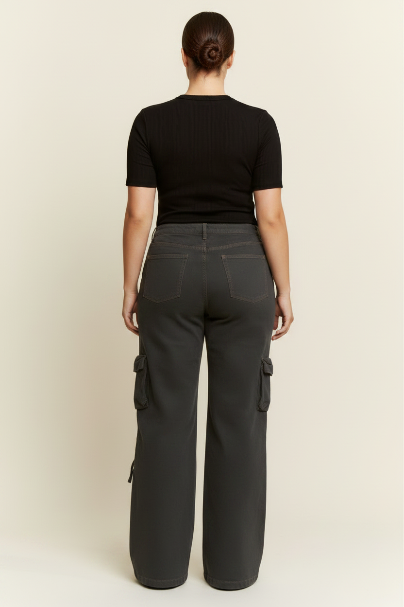 Solid Cargo Mid Rise Pants - Plus
