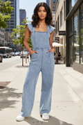 Ruffled Denim Jumpsuit