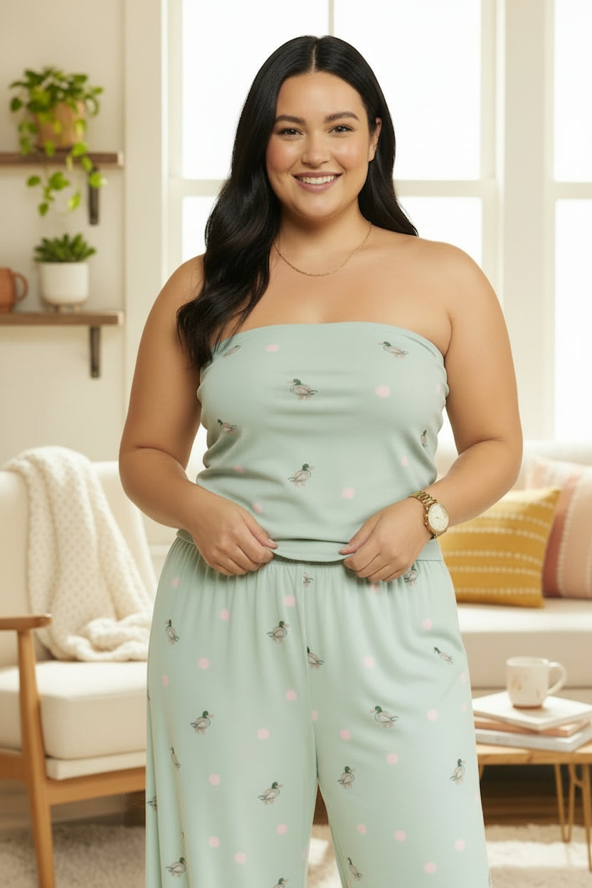 Duck Print Strapless Lounge Set - Plus