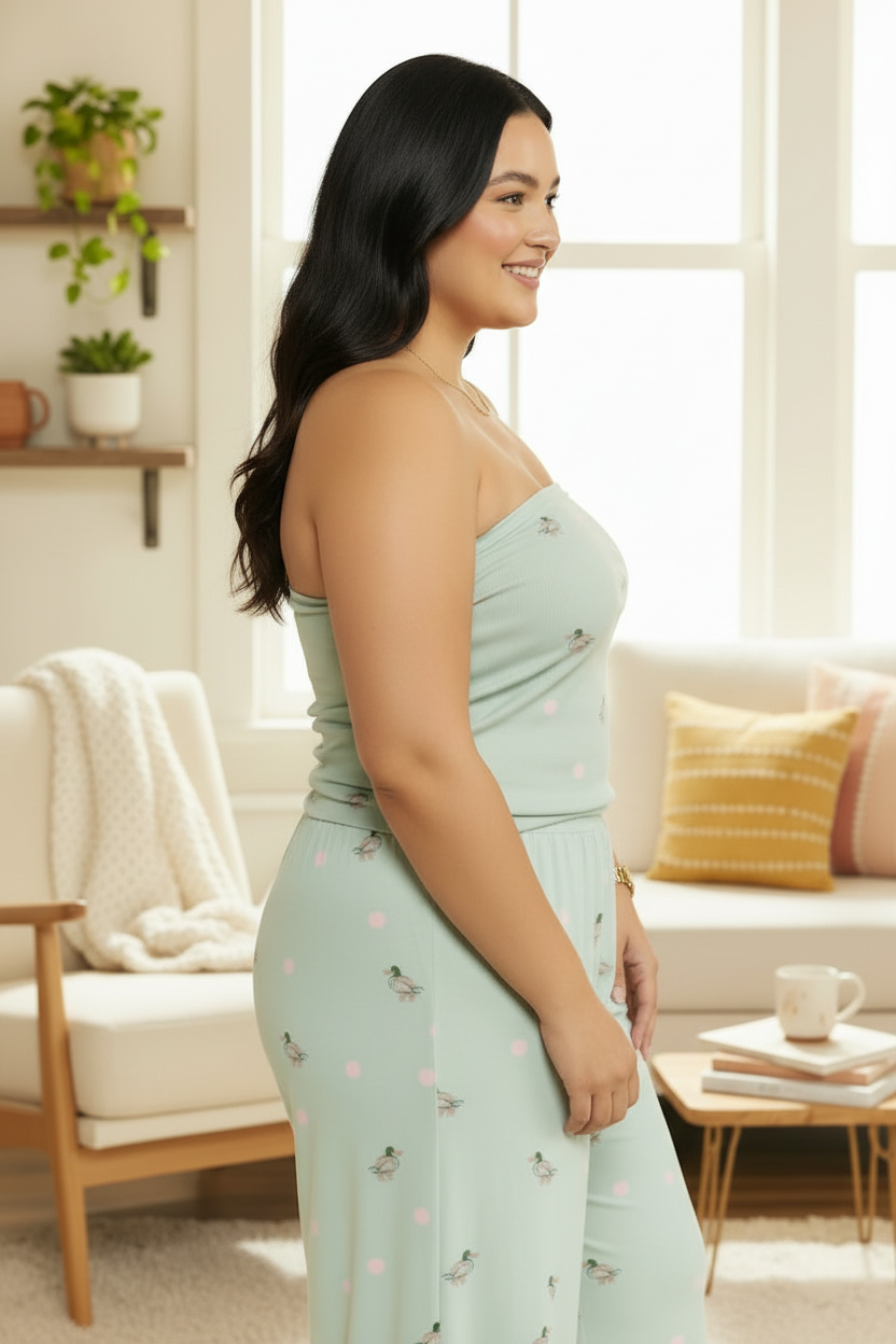 Duck Print Strapless Lounge Set - Plus