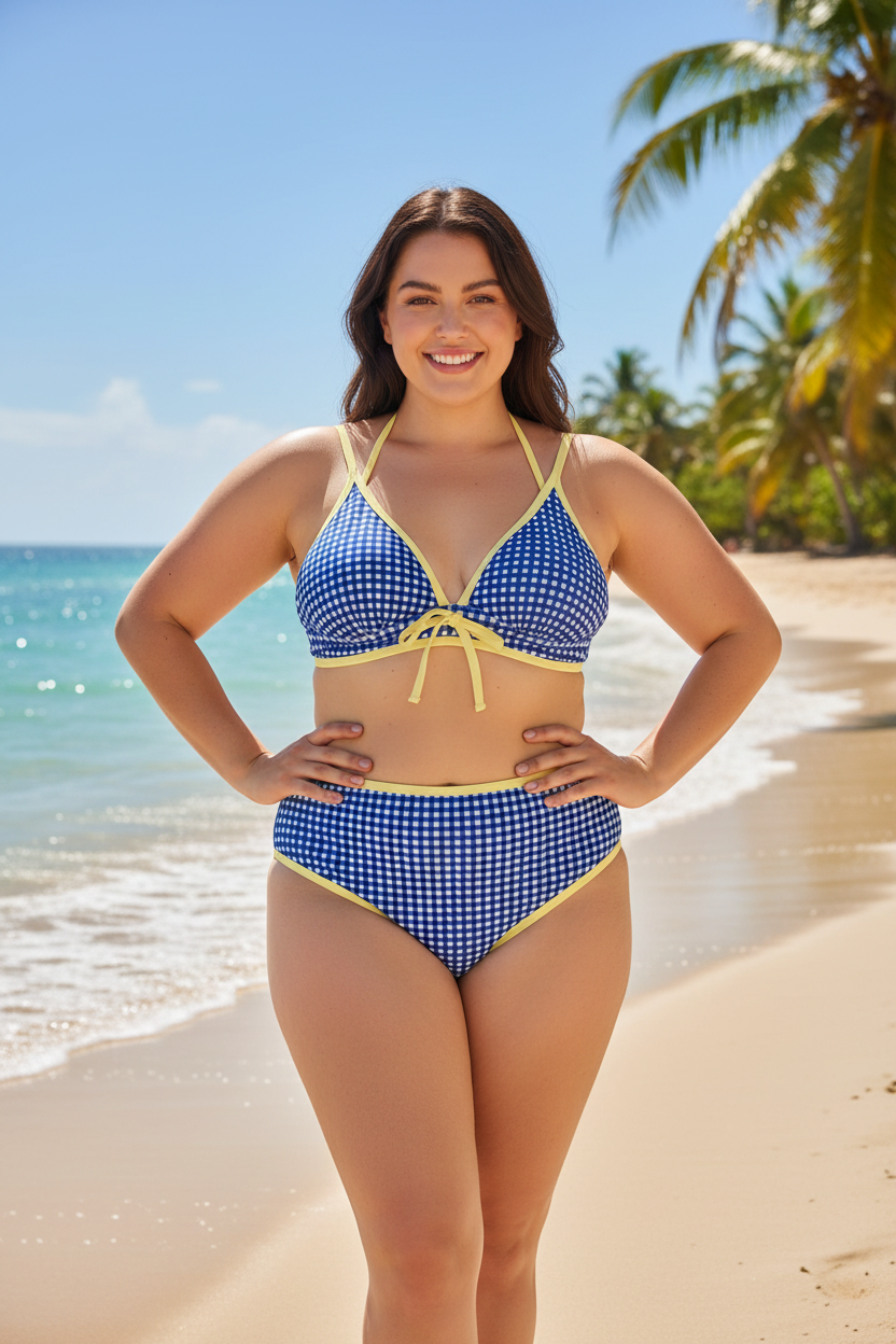 Geometric Print Bikini Set - Plus