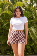 Checkered Shorts Pink/Brown - Plus