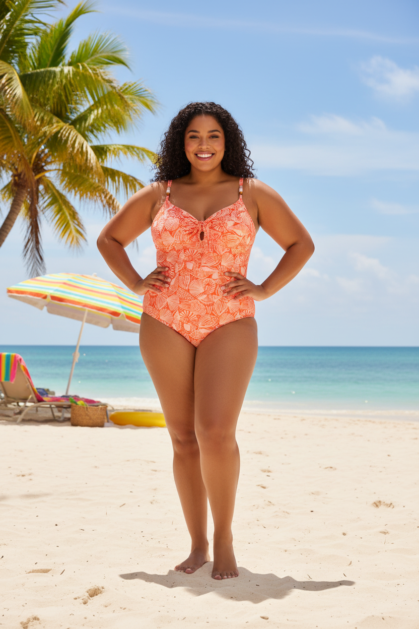 Tropical Shell Bathing Suit - Plus